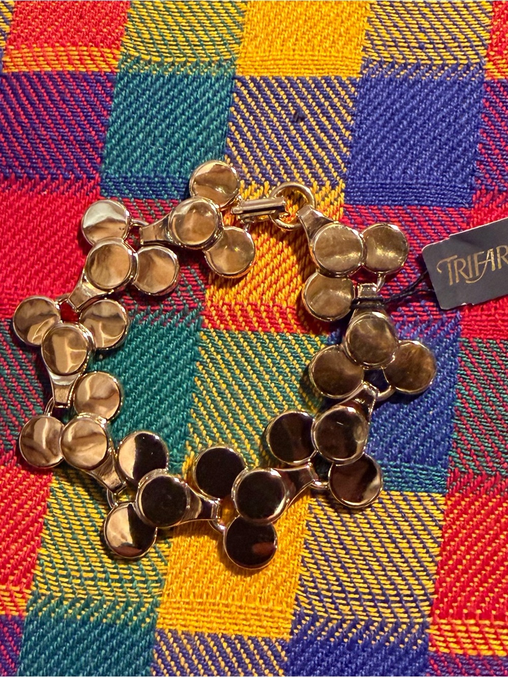 Vintage Trifari Shiny Gold  Disc Bracelet